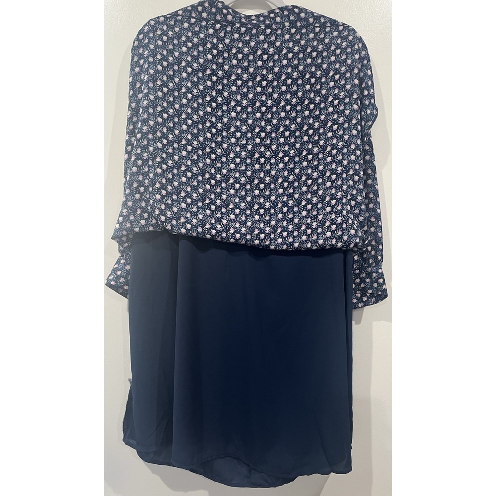 Gap Womens Navy Blue Floral Long Sleeve Button Front Shift Dress Size M - Picture 7 of 8